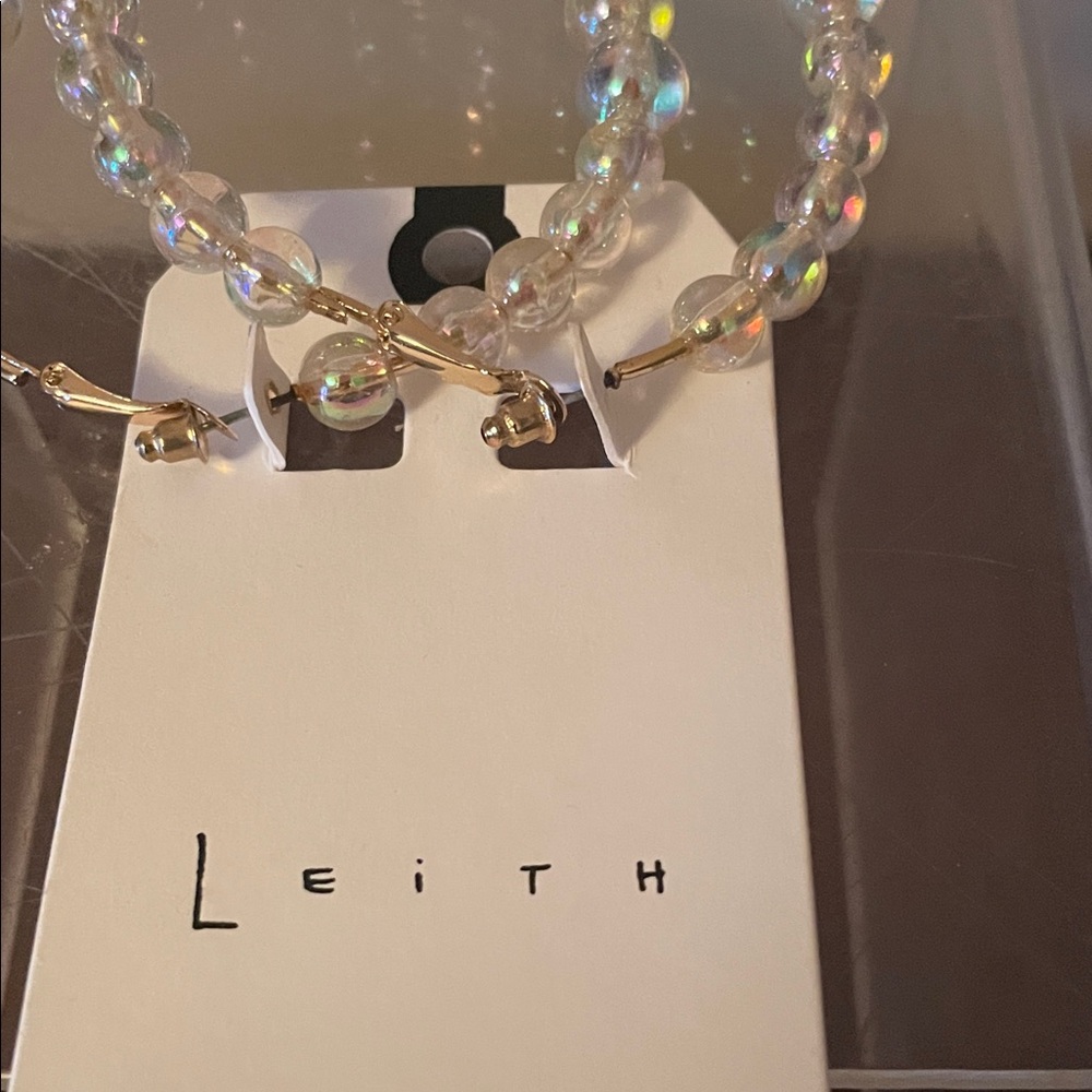 Leith Iridescent Beaded Hoop Earrings - Picture 2 of 5